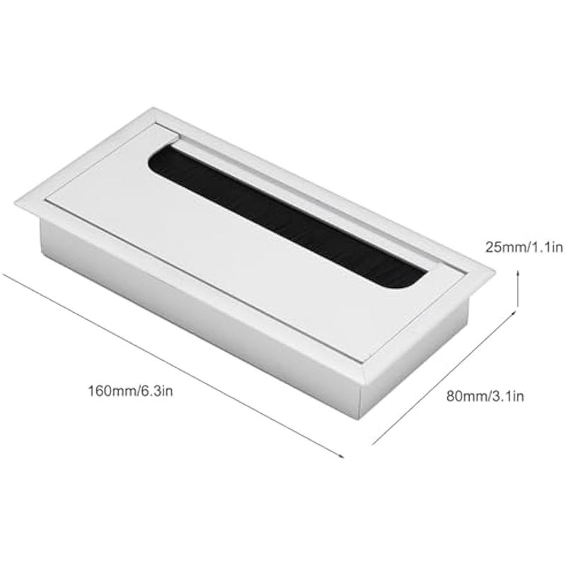 6.3x3.1in Rectangle Cable Grommet, Silver Metal Rectangle Wire Cable Grommet Hole Cover for Computer Desk Table, Aluminum Alloy Wire Hole Cover for Management of Computer Desk Wire - Image 2